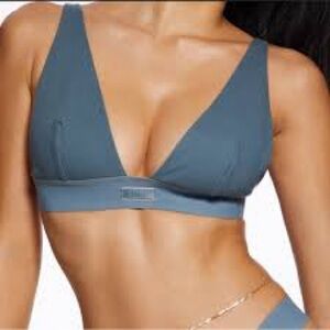 SKIMS Cotton Jersey Rib Plunge Bralette | Sz L